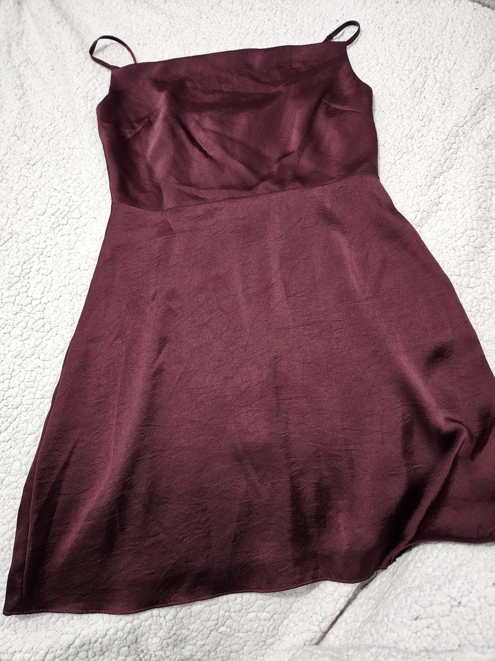 Sunday Best Wine Satin Slip Dress